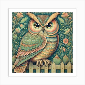 Owl On A Fence Art Print