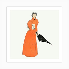 Woman Holding Umbrella Illustration, Edward Penfield Art Print