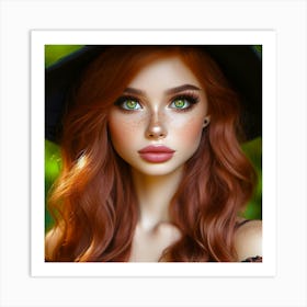 Beautiful Girl In A Hat 1 Art Print