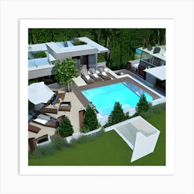 Modern House With Pool Art Print