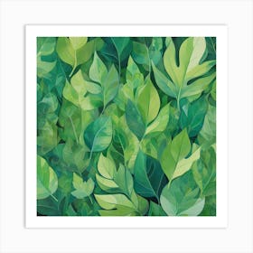 Abstract Green Leaves 3 Art Print