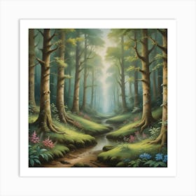 An Enchanting Forest Scene Art Art Print 3 Art Print