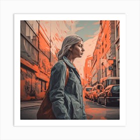 Woman Walking Down The Street 2 Art Print