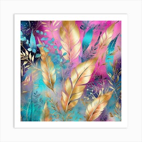 Gold Feathers 1 Art Print