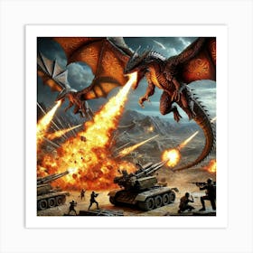 Dragons Of The Sky Targeting Martian Artillery Art Print