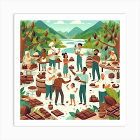 Chocolate People In The Forest Art Print