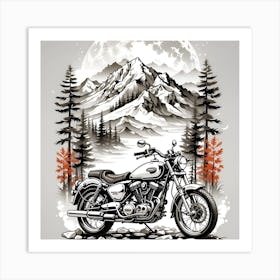 Motorcycle In The Mountains Art Print