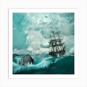 Pirate Ship In The Ocean 2 Art Print