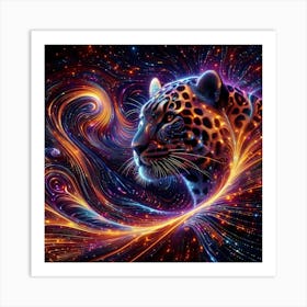 Luminous Predator: The Neon Leopard’s Realm Art Print