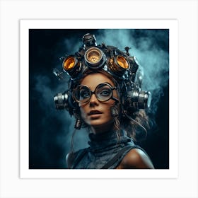 Steampunk Woman In Glasses Art Print