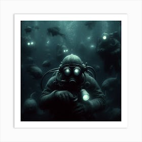 Underwater soldiers Art Print