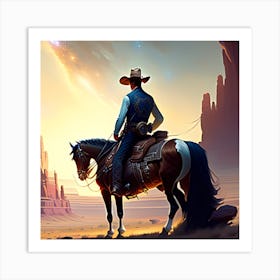 Cowboy On Horseback Art Print