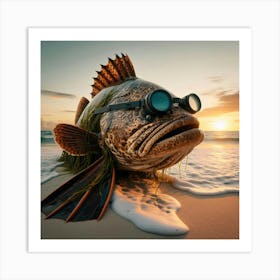 Scuba Diver Fish Art Print