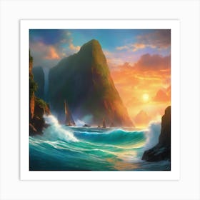 Sunset In The Ocean Art Print