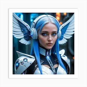 Futuristic Girl With Wings 8 Art Print