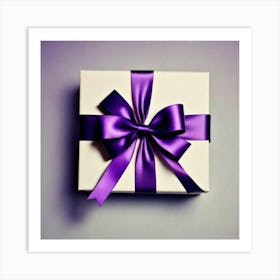 Gift Box With Purple Ribbon Art Print