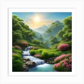 Waterfall In The Forest Art Print