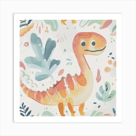 Allosaurus Dinosaur Muted Pastels Pattern 2 Art Print