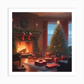 Christmas In The Living Room 38 Art Print