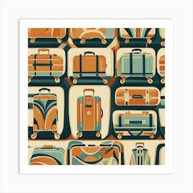 Retro Suitcases Vector Art Print