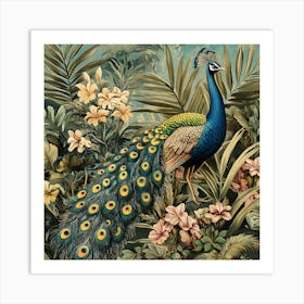 Peacock In The Jungle 8 Art Print