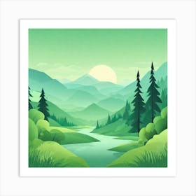 Misty mountains background in green tone 81 Art Print