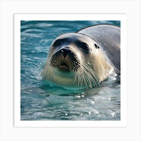 Seal In The Water Art Print