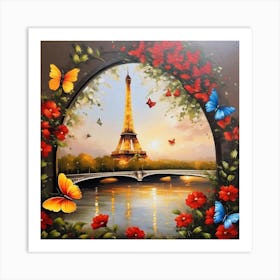 Paris With Butterflies 85 Art Print