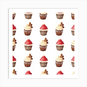 Christmas Cupcakes Seamless Pattern Art Print