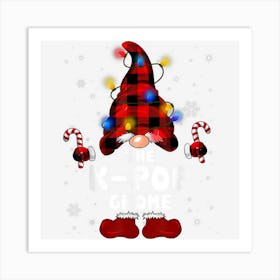 The K Pop Gnome Buffalo Plaid Christmas Tree Light Funny Art Print