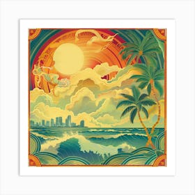 Sunset In Miami 1 Art Print