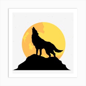 Wolf Wild Animal Night Moon Art Print
