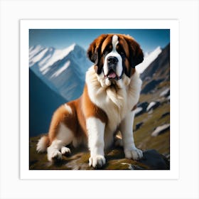 St Bernard Dog 66 Art Print