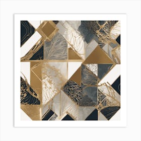 Gold And Black Abstract Painting Art Print