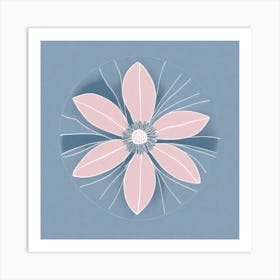 A White And Pink Flower In Minimalist Style Square Composition 298 Art Print