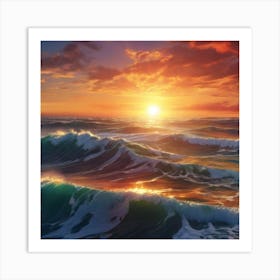 Sunset Over The Ocean Art Print