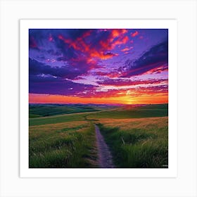 Sunset In The Field 1 Art Print