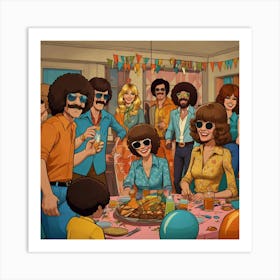 Group Of People At A Party Art Print