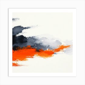 Abstract Orange Brush Strokes Art Print