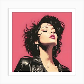 Woman In A Leather Jacket Art Print