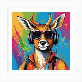 Deer With Headphones 5 Art Print