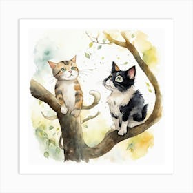 Two Cats In A Tree Art Print