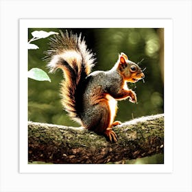 Squirrel On A Tree Branch 2 Art Print