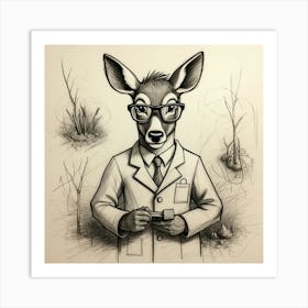 Deer In Glasses 12 Art Print