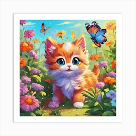 Kitten jumping Art Print