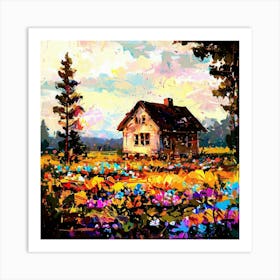 House In The Field Art Print