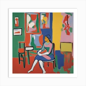 Matisse Style Woman Sitting In A Chair 1 Art Print