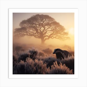 Badger In The Mist 5 Art Print