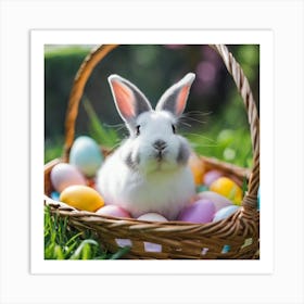 Easter Bunny In Basket 9 Art Print