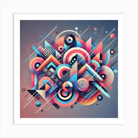 Vibrant Geometric Fusion Wall Print Art A Dynamic Composition Of Bold Geometric Patterns And Vibrant Colors, Perfect For Energizing And Brightening Any Space Art Print Art Print